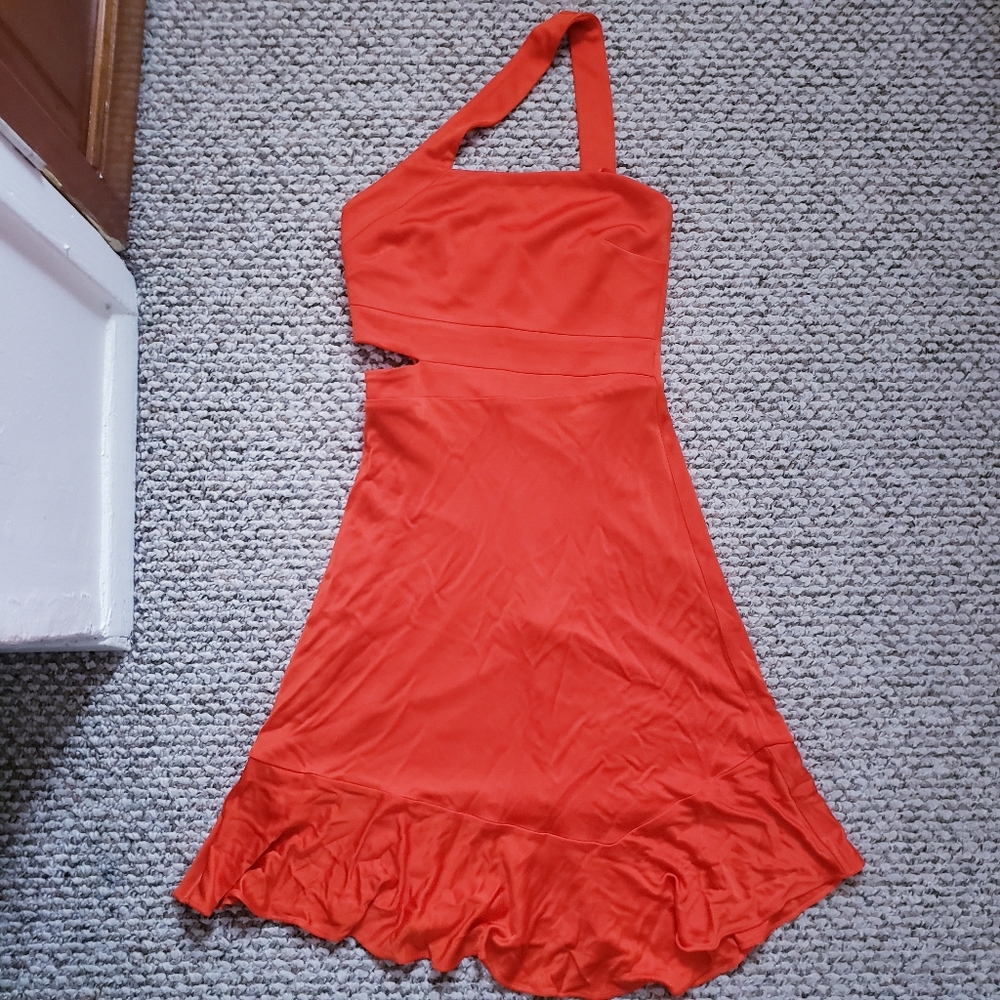 BCBG Asymmetrical Strap Side Cutout Dress